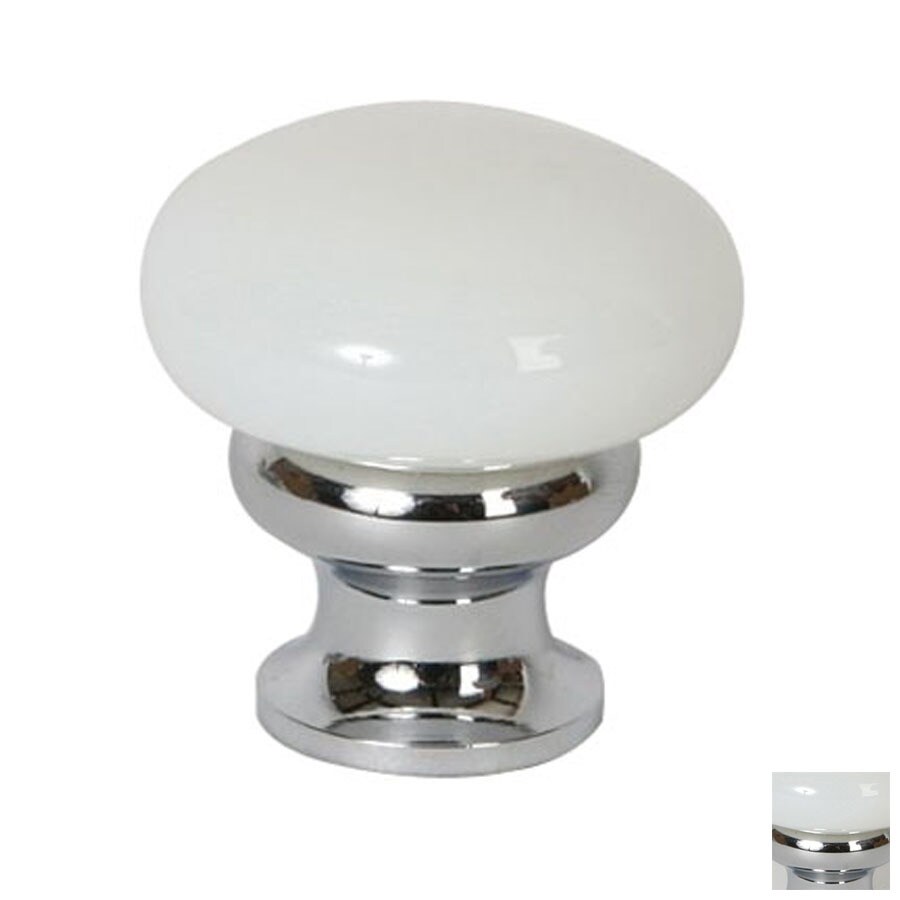 Lew's Hardware Mushroom Glass Milk White/Polished Chrome Round