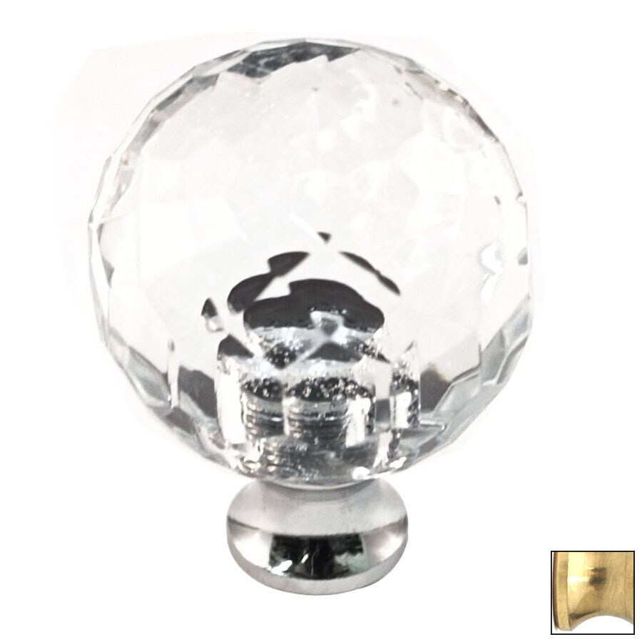 Cal Crystal Crystal Polished Brass Round Knob at