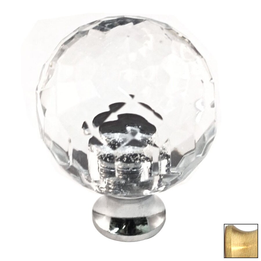Cal Crystal Crystal Satin Brass Round Knob at