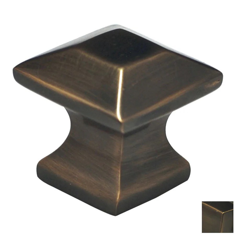 Cal Crystal Vintage Antique Brass Square Knob at