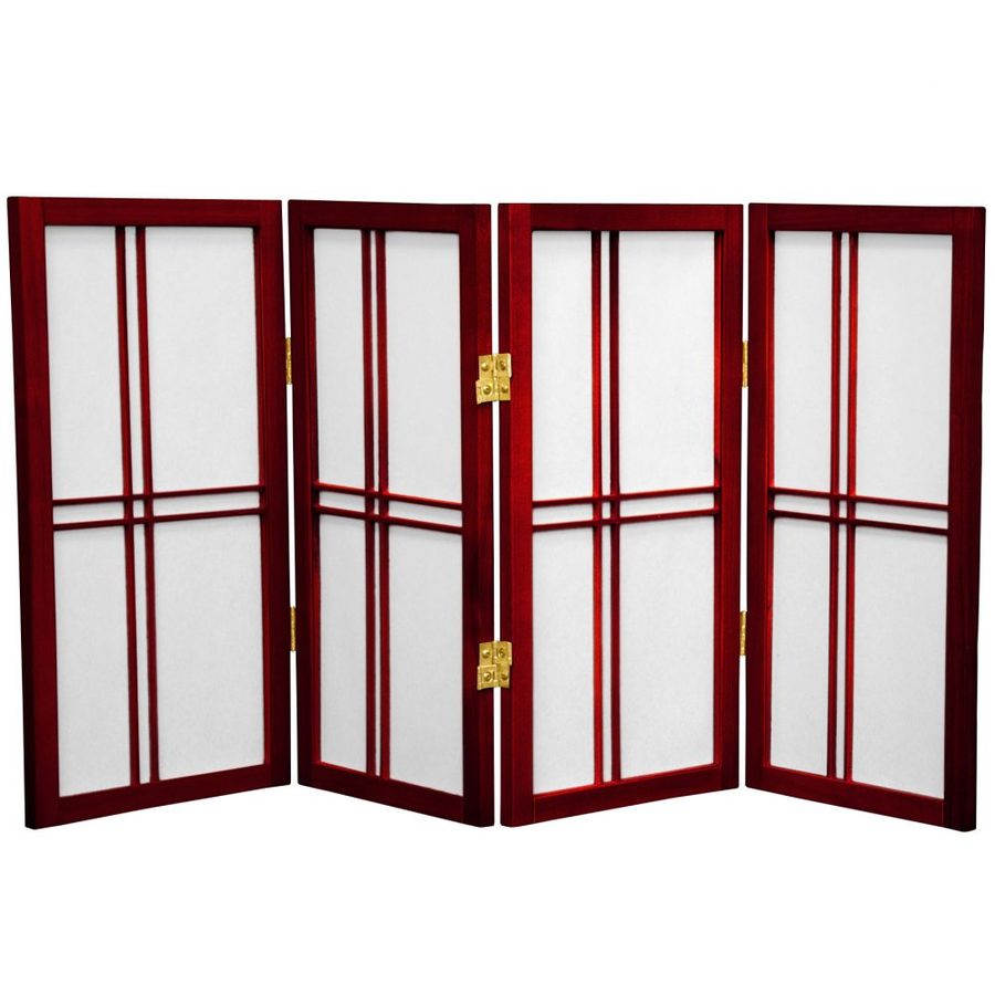 Oriental Furniture Double Cross 4Panel Rosewood Paper Folding Indoor