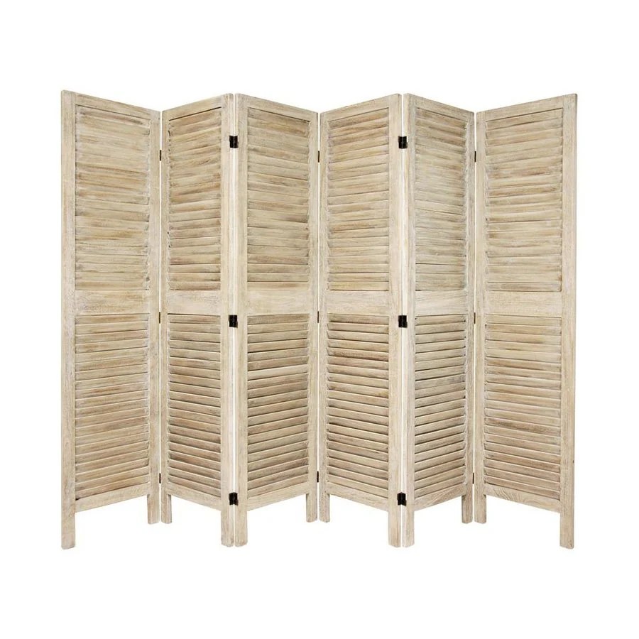 Shop Oriental Furniture Classic 6Panel Burnt White Wood Folding Indoor Privacy Screen