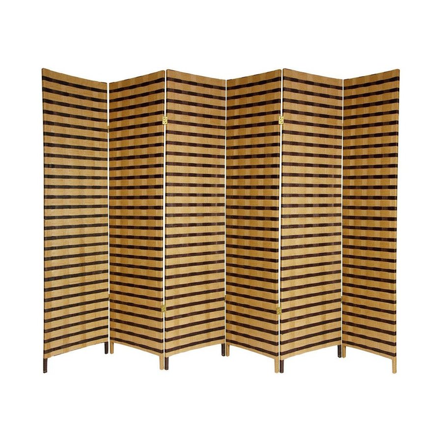 Shop Oriental Furniture Two Tone 6Panel Natural Woven Fiber Folding