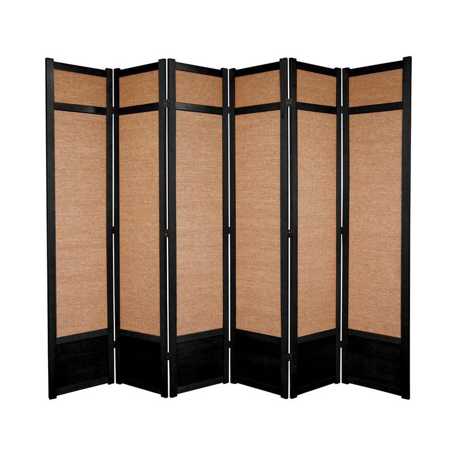 Oriental Furniture 6Panel Black Fabric Folding Indoor Privacy Screen