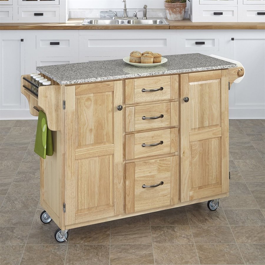 Home Styles Brown Scandinavian Kitchen Carts in the Kitchen Islands