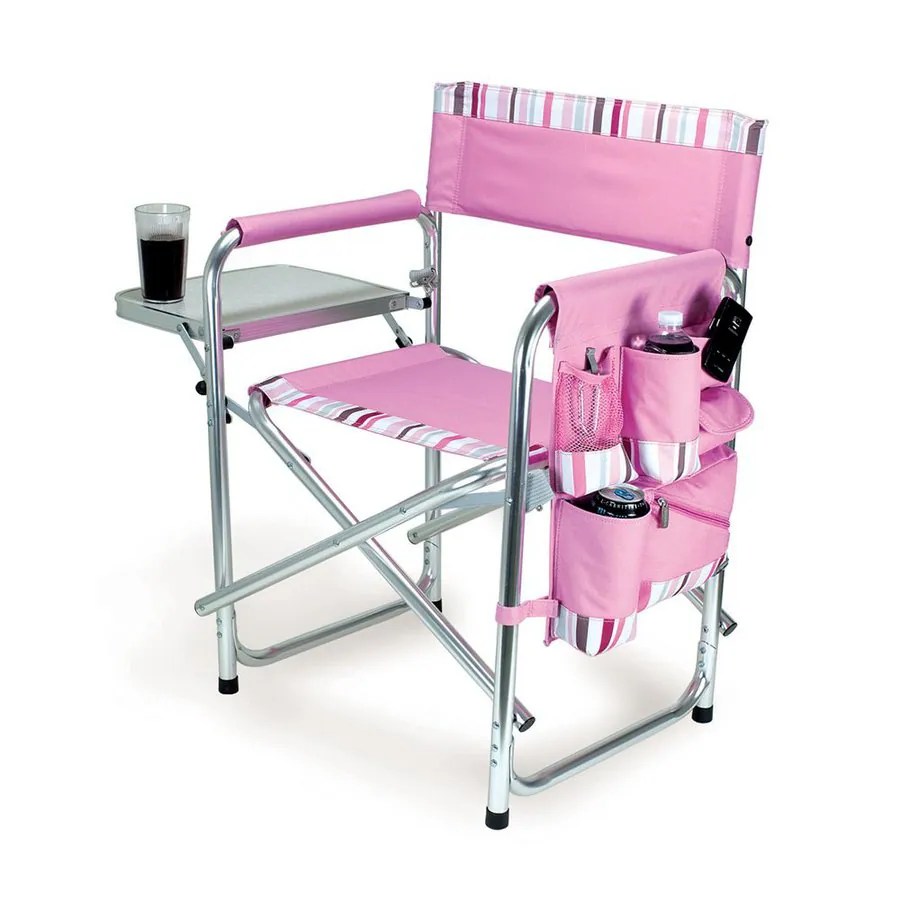 Picnic Time Pink Aluminum Folding Camping Chair at