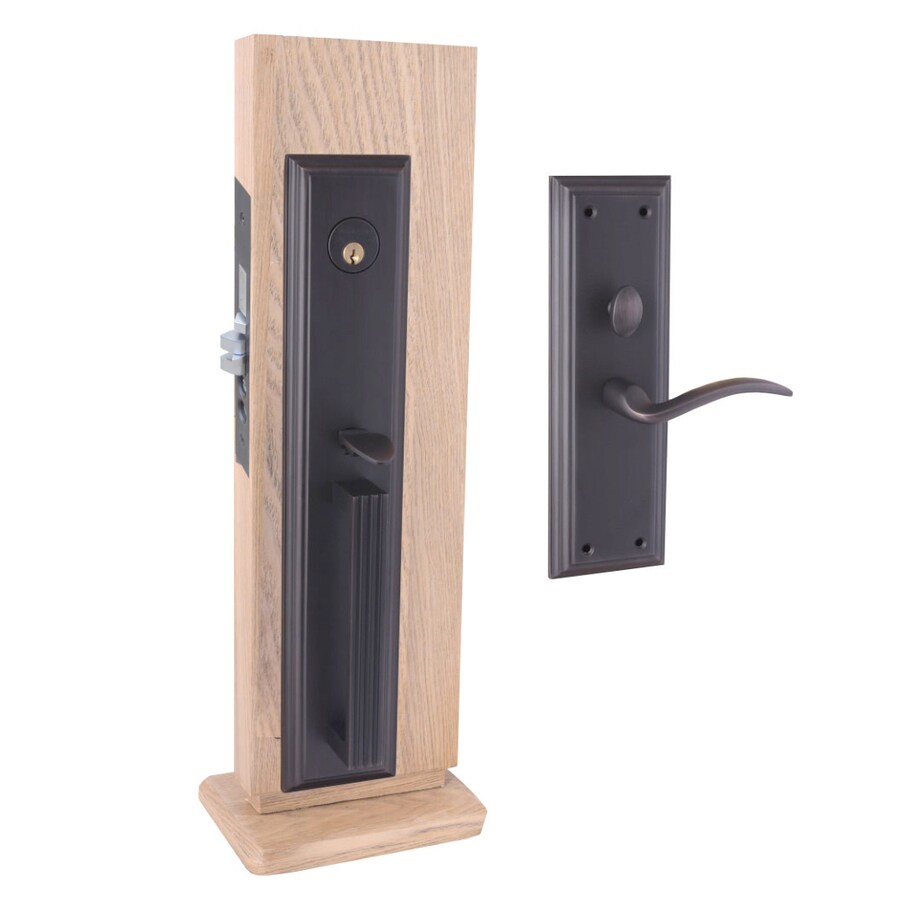 Double Hill Brass Black MortiseLock Keyed Entry Door Handleset at