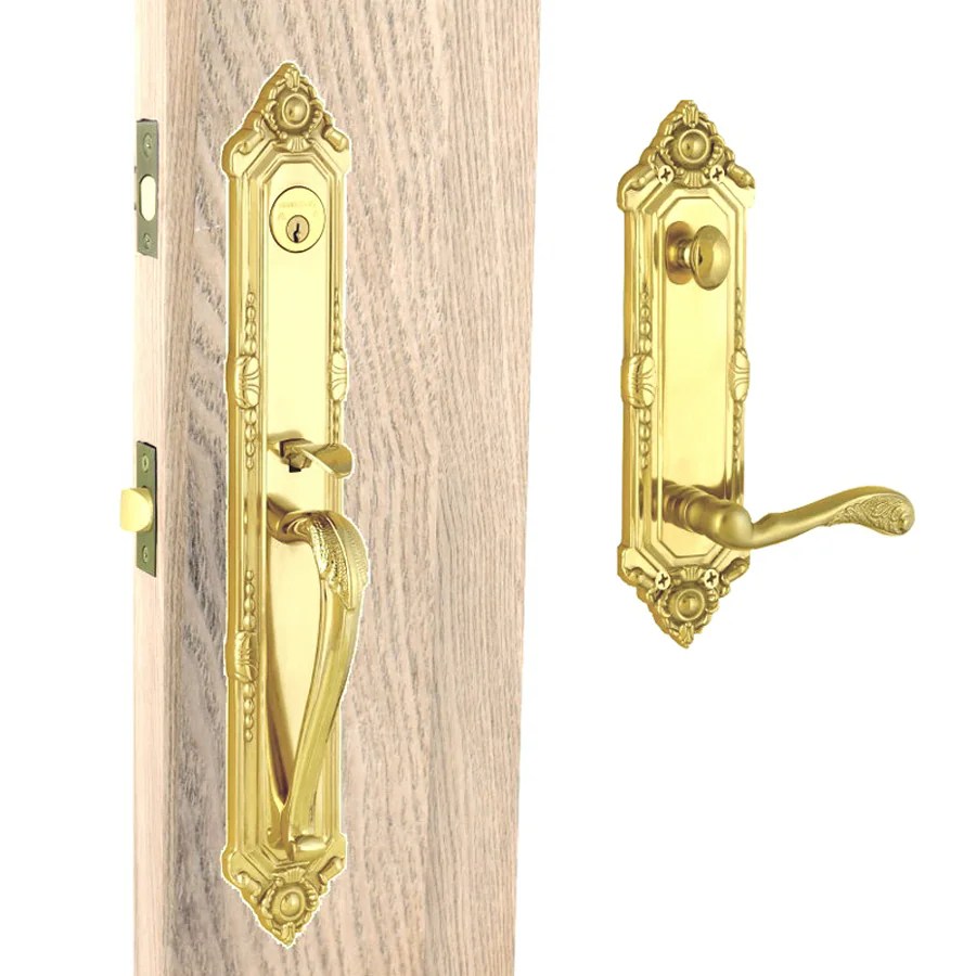 Double Hill Polished Brass SingleLock Keyed Entry Door Handleset at