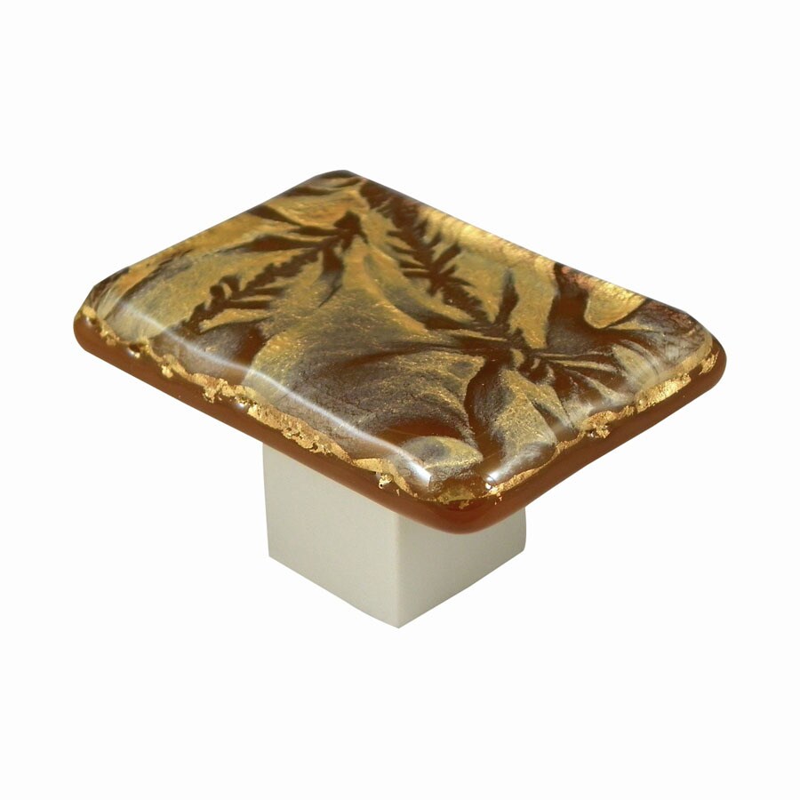 Grace White Glass Satin Nickel Frost Rectangular Knob in the