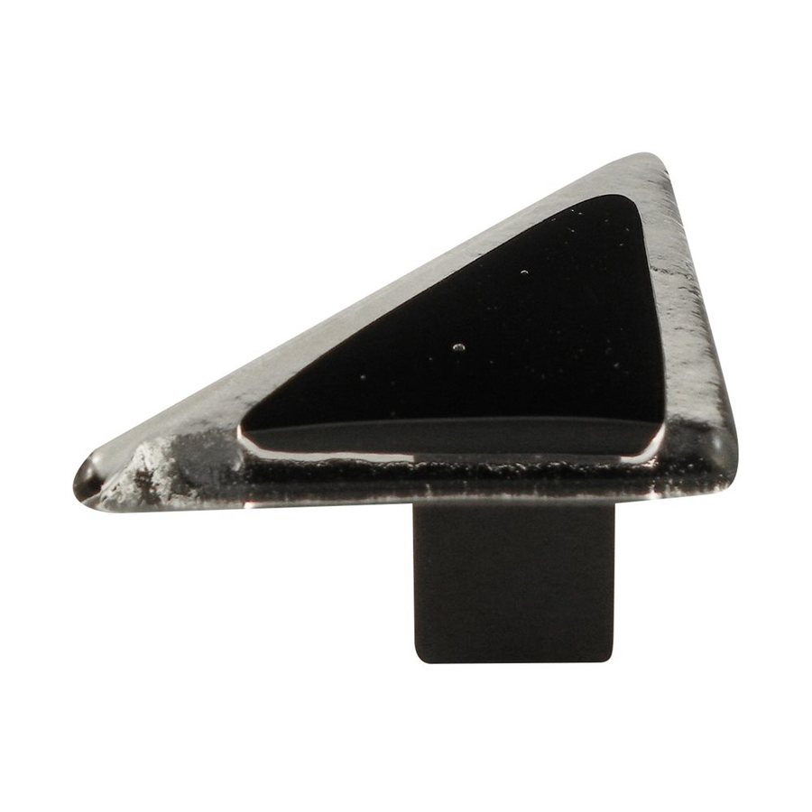 Grace White Glass Triangle Satin Black Novelty Knob in the