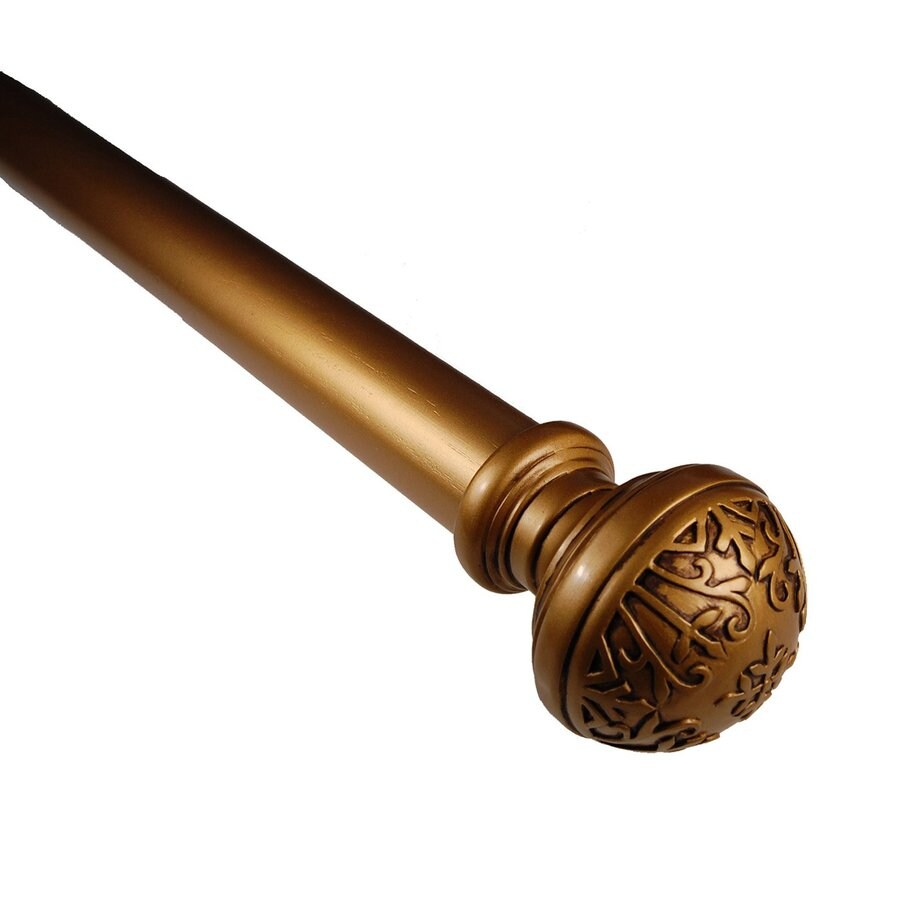 Shop BCL Drapery Knob Antique Gold Wood Curtain Rod Set at
