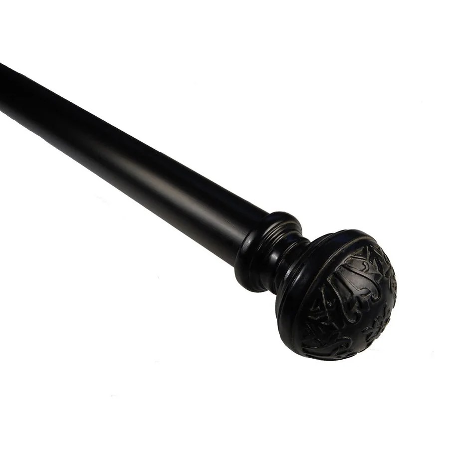 BCL Drapery Knob Matte Black Wood Curtain Rod Set at