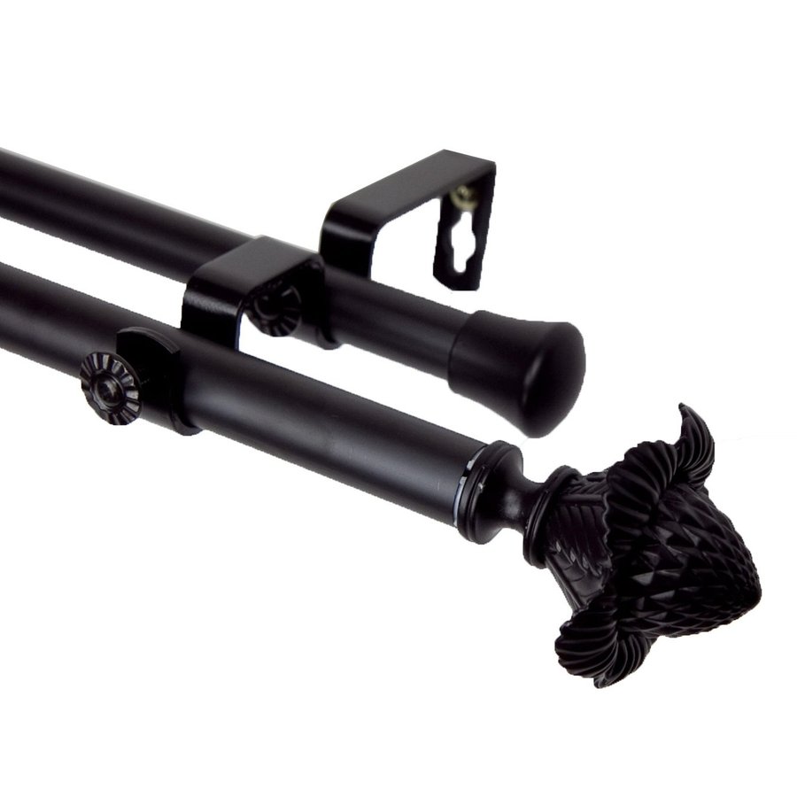 Rod Desyne Modern Bloom 28in to 48in Black Steel Double Curtain Rod