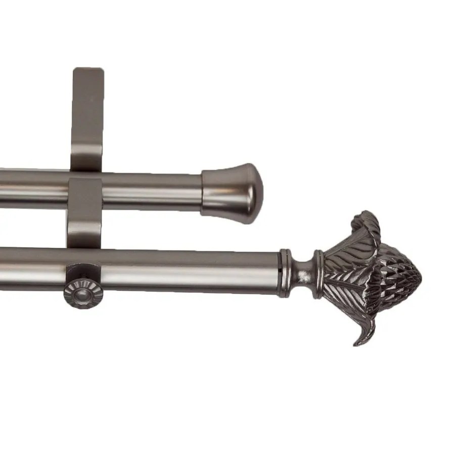 Rod Desyne Modern Bloom 66in to 120in Satin Nickel Steel Double