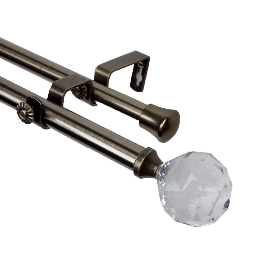 Rod Desyne Modern Faceted 66in to 120in Antique Brass Steel Double