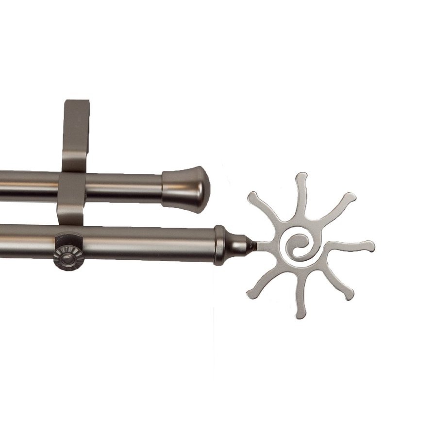Rod Desyne Modern Sun 28in to 48in Satin Nickel Steel Double Curtain