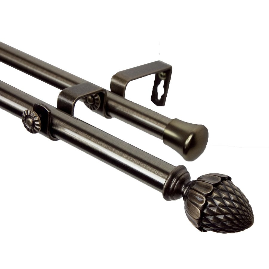 Antique Brass Double Curtain Rod Rod Desyne Modern Acorn 48in to 84in Antique Brass Steel Double