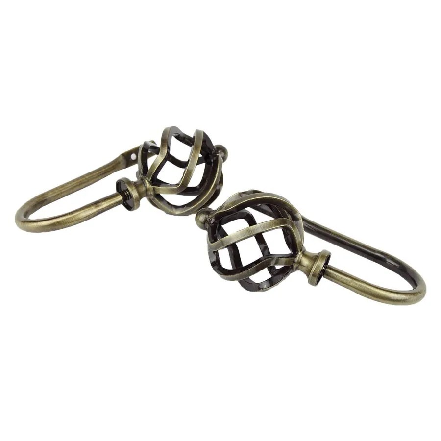 Rod Desyne Twist 2Pack Antique Brass Steel Curtain Holdbacks in the
