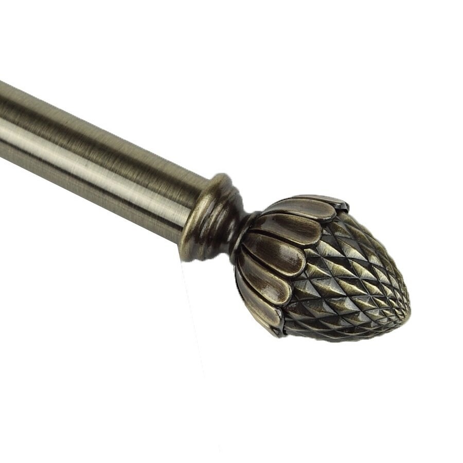 Rod Desyne Modern Acorn 28in to 48in Antique Brass Steel Single