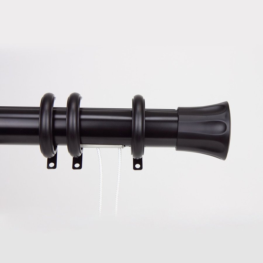 Rod Desyne Elite Regal 84in to 156in Black Steel Traverse Curtain Rod