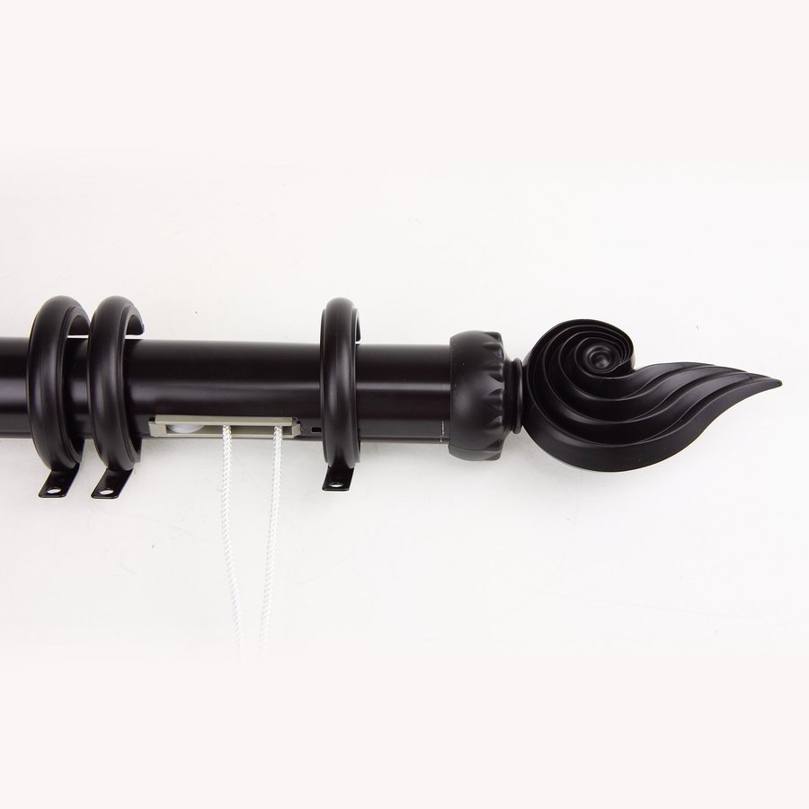 Rod Desyne Elite Flame 66in to 120in Black Steel Traverse Curtain Rod