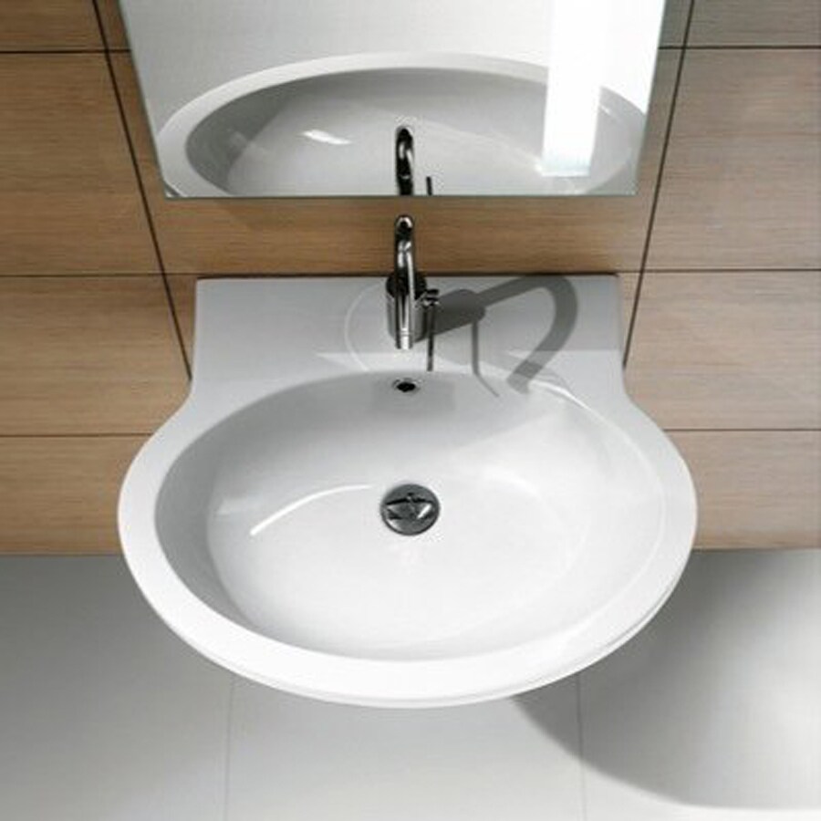 Nameeks Panorama White Ceramic WallMount Oval Bathroom Sink with