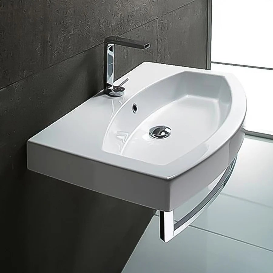 Nameeks Losagna White Ceramic WallMount Rectangular Bathroom Sink with