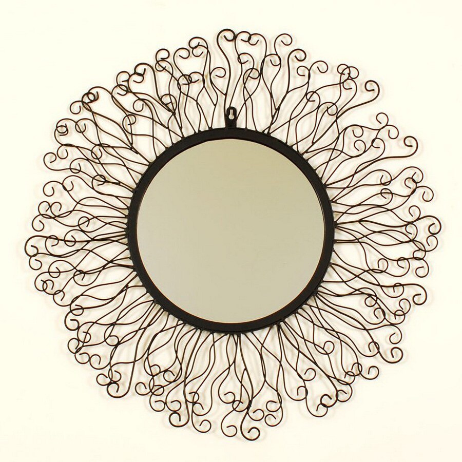 Ashton Sutton 22in x 22in Wrought Iron Round Framed Wall Mirror at