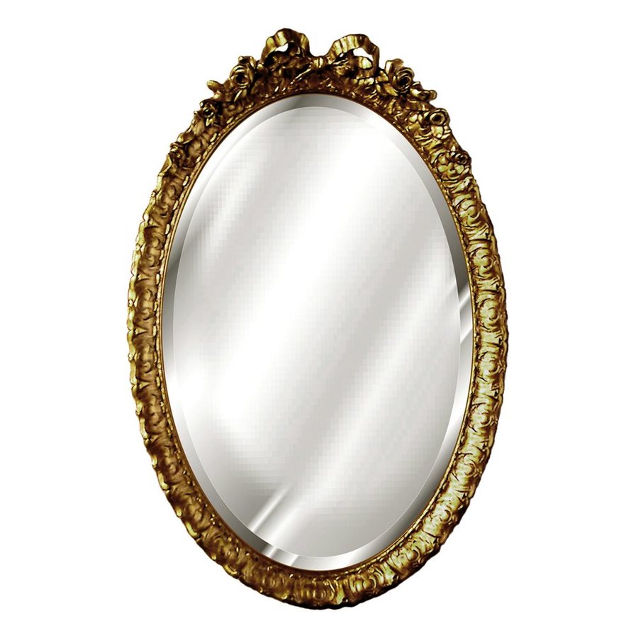Shop Hickory Manor House Bow Antique Gold Beveled Oval Wall Mirror at