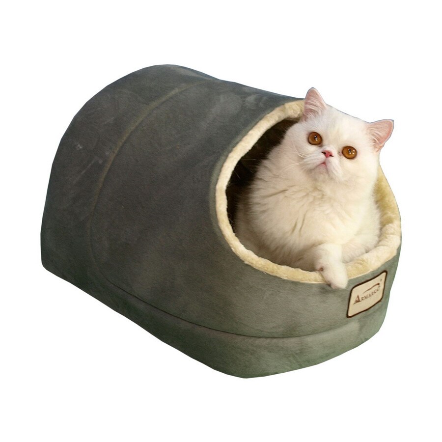 Armarkat Sage Green/Beige Faux Suede and Faux Fur Cat Bed in the Pet