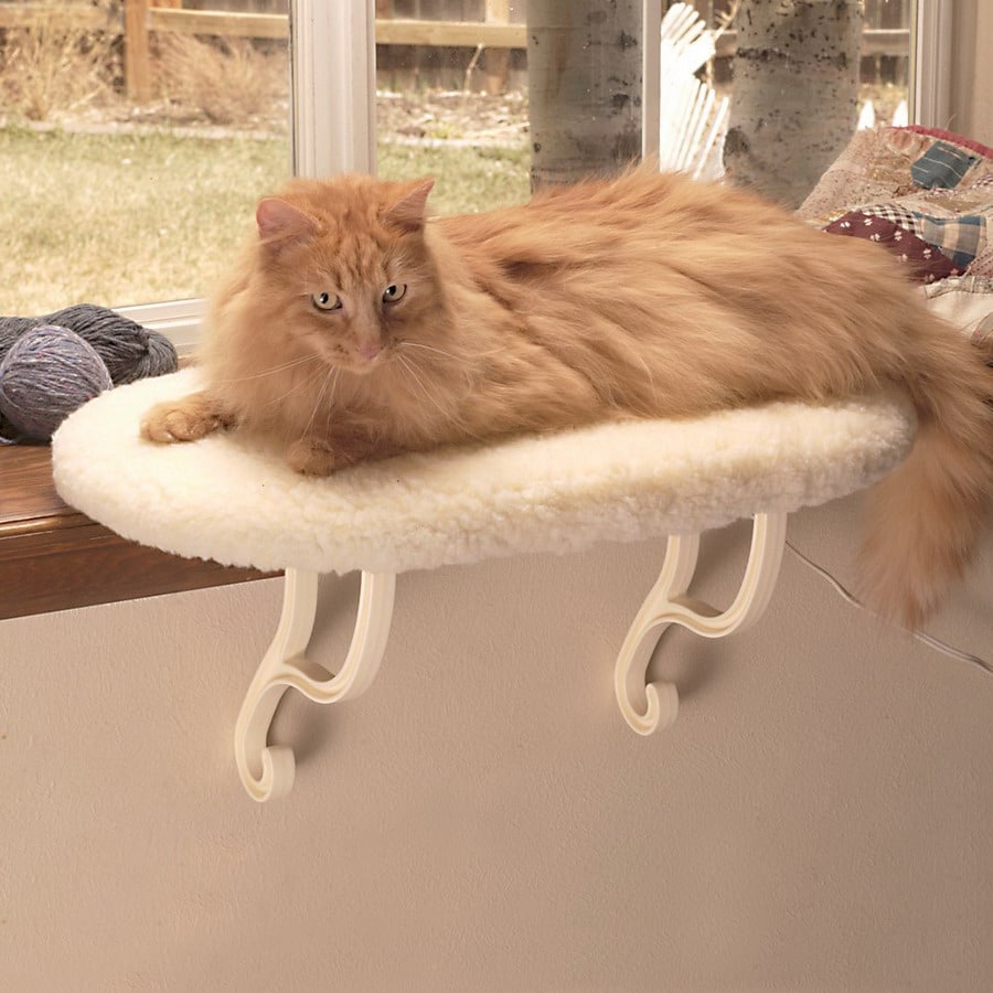K&H Manufacturing Cream Faux Fleece Oval Cat Bed in the Pet Beds