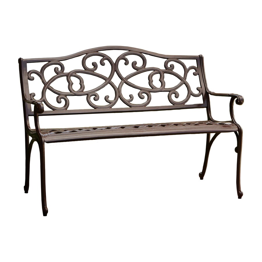 Best Selling Home Decor 26.77in W x 48.42in L Antique Brown Aluminum Patio Bench at