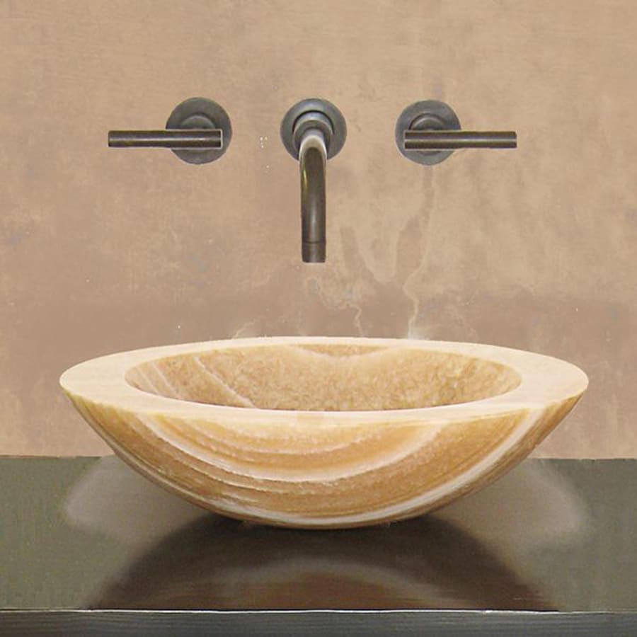 TerraAcqua Montecito Honey Onyx Stone Vessel Round Bathroom Sink at