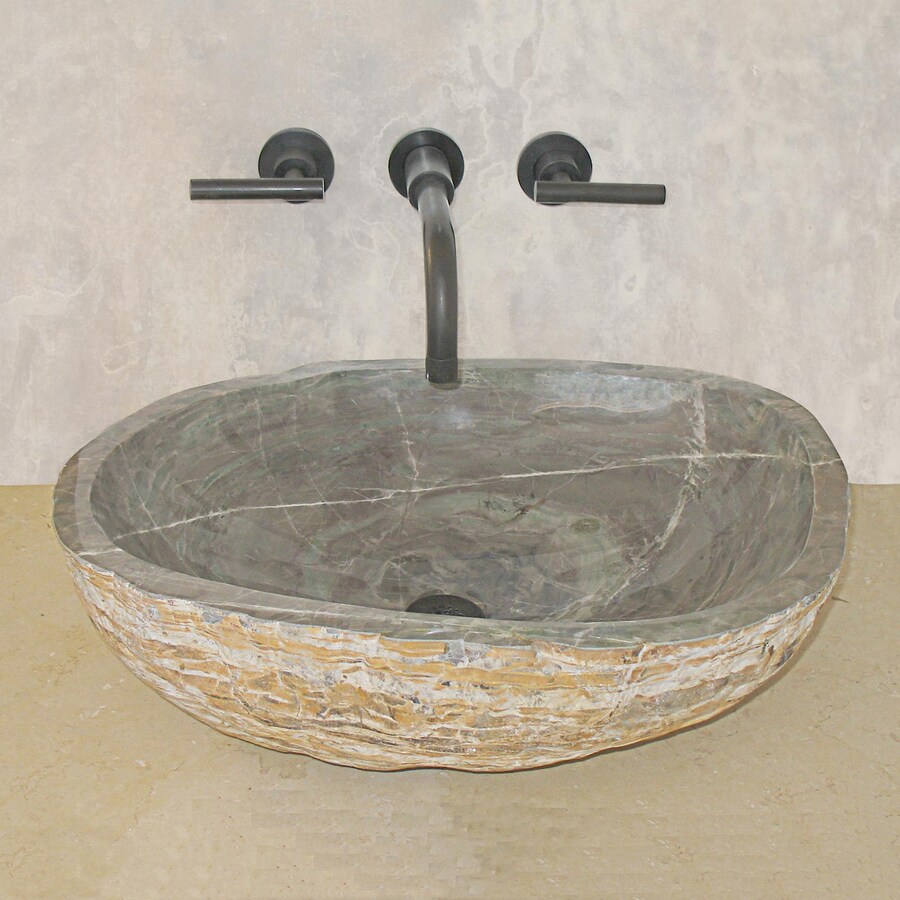 TerraAcqua Montecito Sea Green Stone Vessel Round Bathroom Sink at