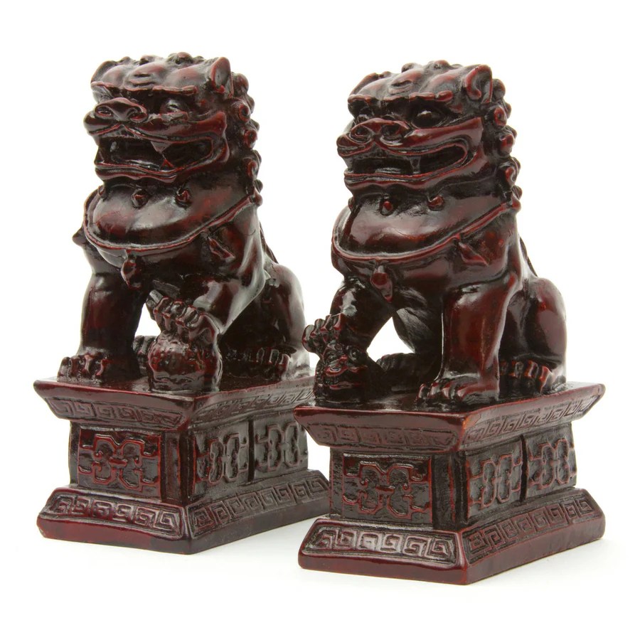 Shop Oriental Furniture Set of 2 Resin Fu Dog Statues at