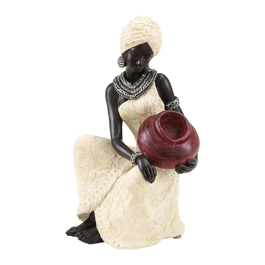 Woodland Imports African 10in People Garden Statue in the Garden