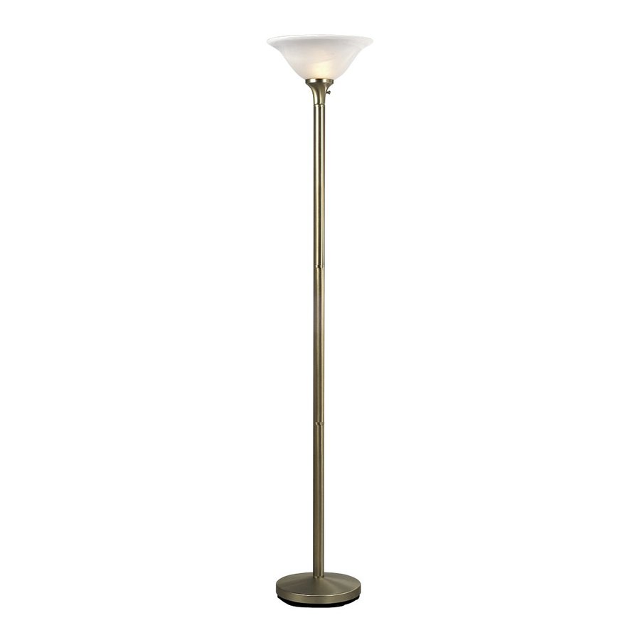 Galaxy 72in Antique Brass 3Way Torchiere Floor Lamp with Glass Shade