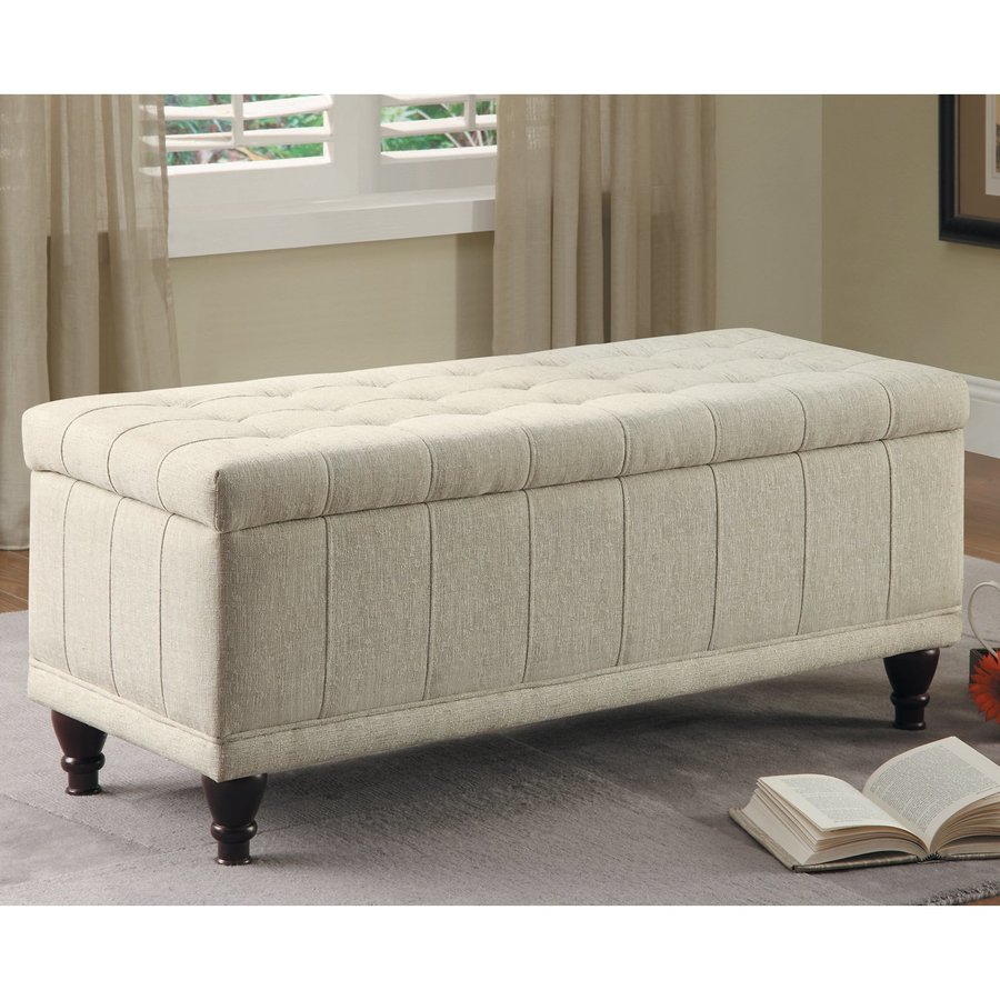 Homelegance Afton Casual Cream Storage Ottoman in the Indoor Ottomans