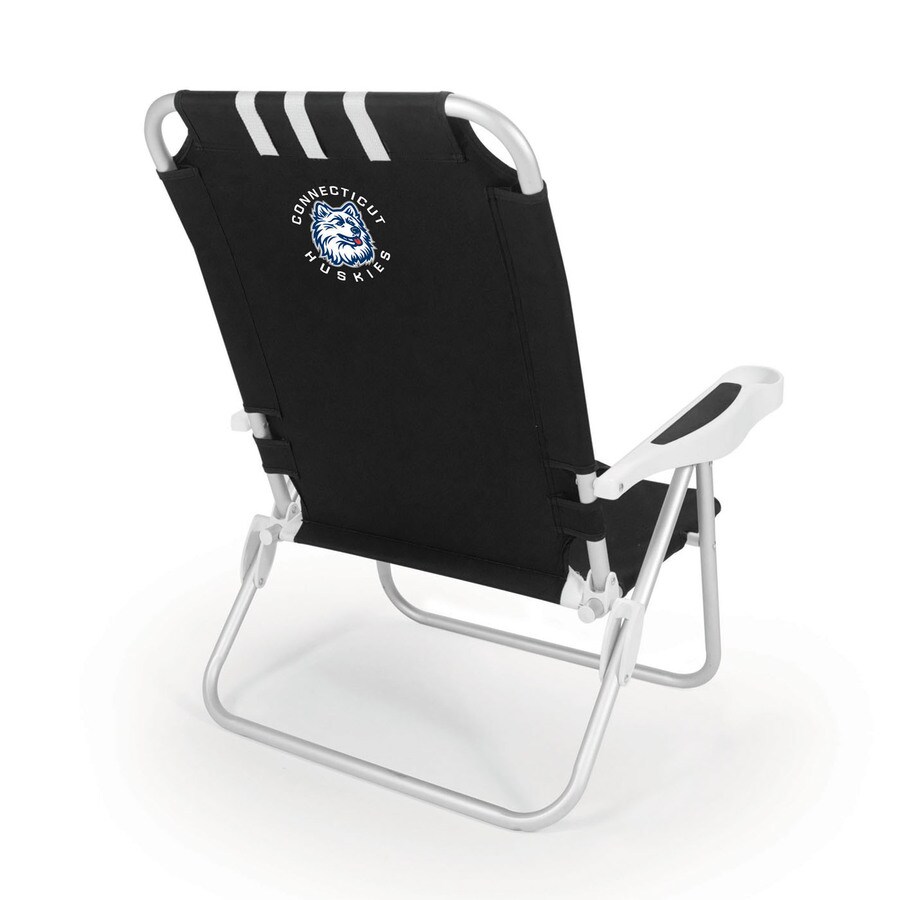 Picnic Time Black NCAA Uconn Huskies Steel Folding Beach Chair in the