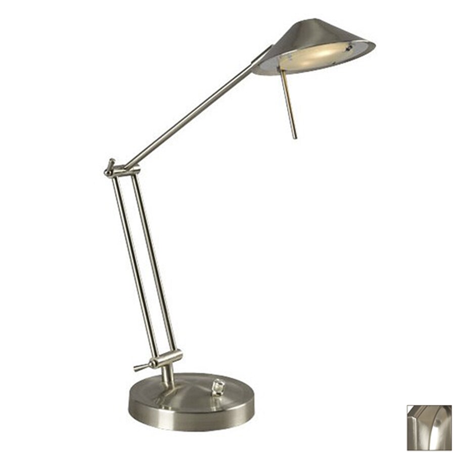 Galaxy 21.13in Adjustable Brushed Nickel Desk Lamp with Metal Shade in