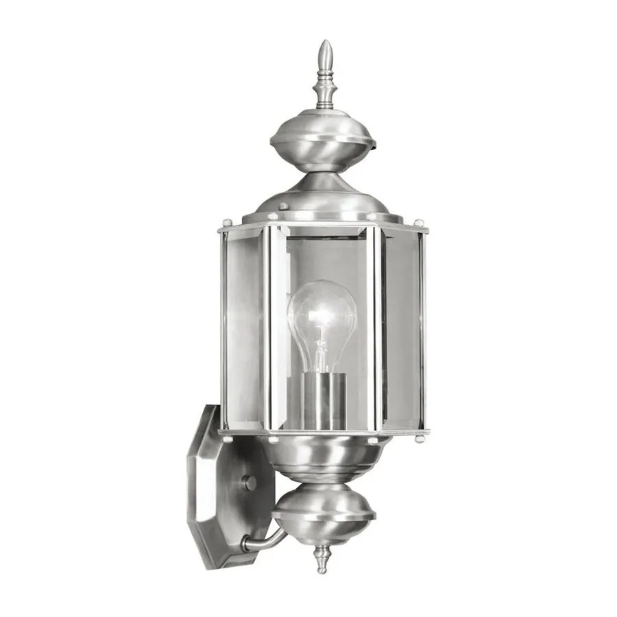 Shop Livex Lighting Basics 17in H Brushed Nickel Outdoor Wall Light at