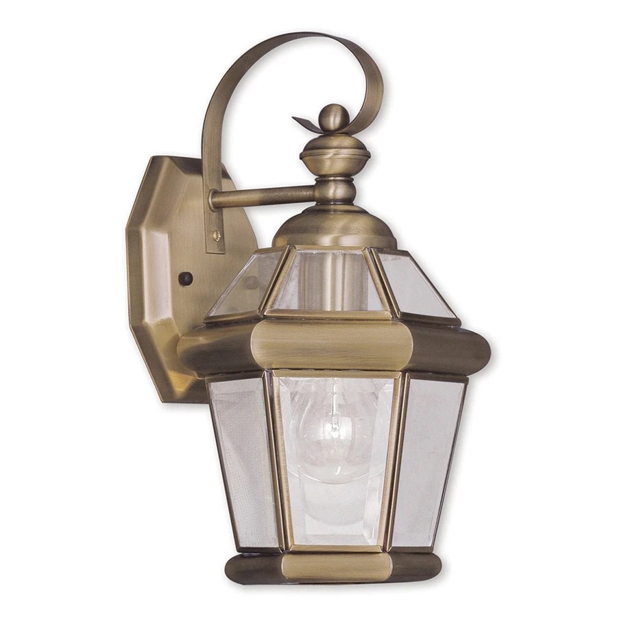 Shop Livex Lighting 11in H Antique Brass Outdoor Wall Light at