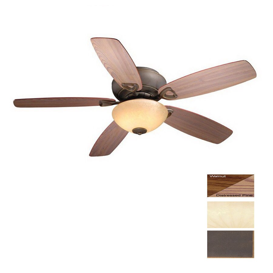 Oil Rubbed Bronze Ceiling Fan With Light Flush Mount Farmhouse 52 in