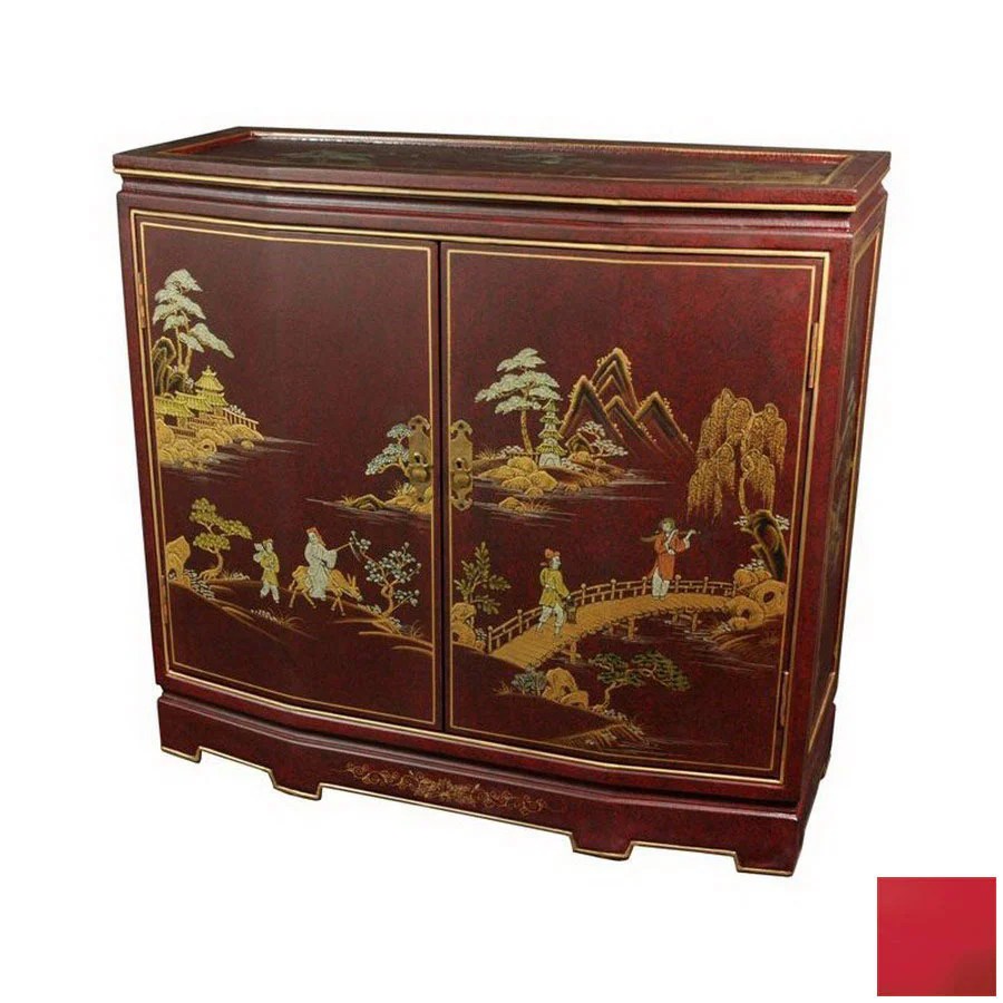 Shop Oriental Furniture Lacquer Red Lacquer 2Shelf Office at
