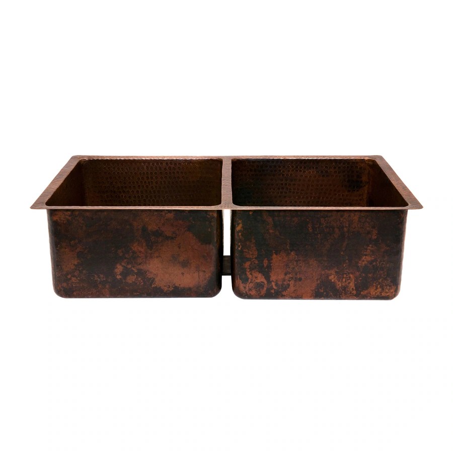 Oil Rubbed Bronze Undermount Kitchen Sink Premier Copper Products 33in x 19in OilRubbed bronze DoubleBasin