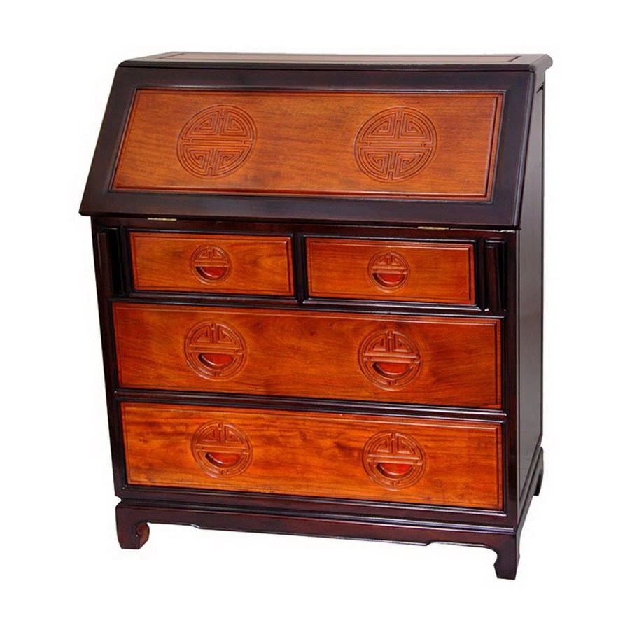 Oriental Furniture Rosewood Furniture TwoTone Rosewood Writing Desk in