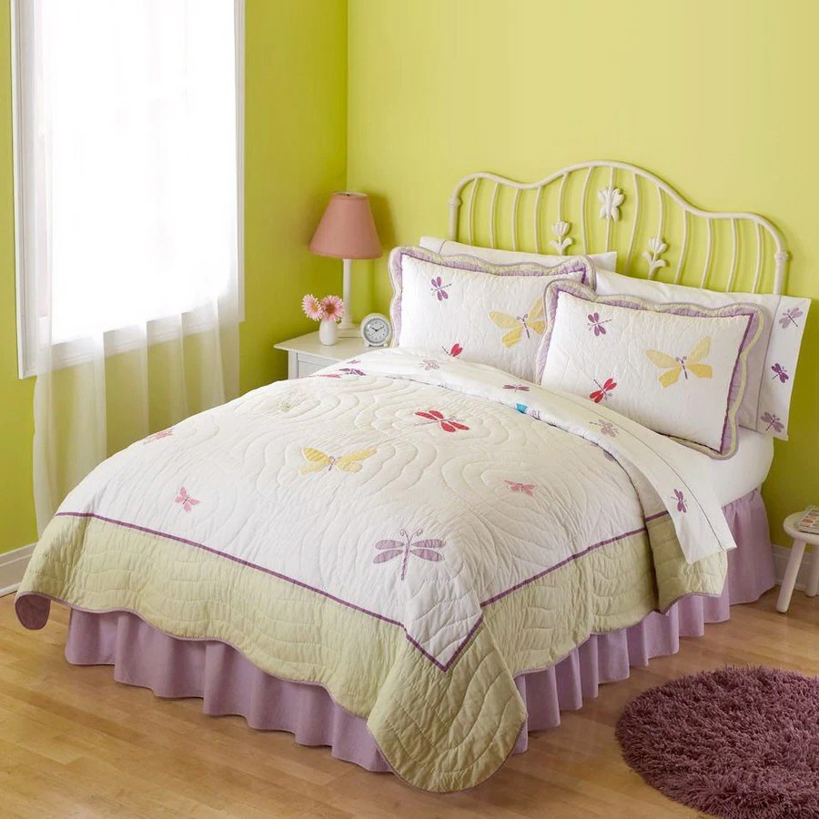 Shop My World Dragonfly Butterfly 3Piece White Full/Queen Quilt Set at