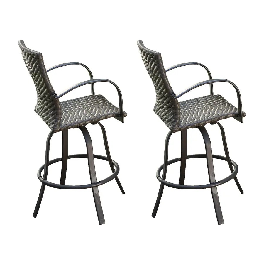 Outdoor Greatroom Company Naples Set of 2 Wicker Aluminum Bar Stool