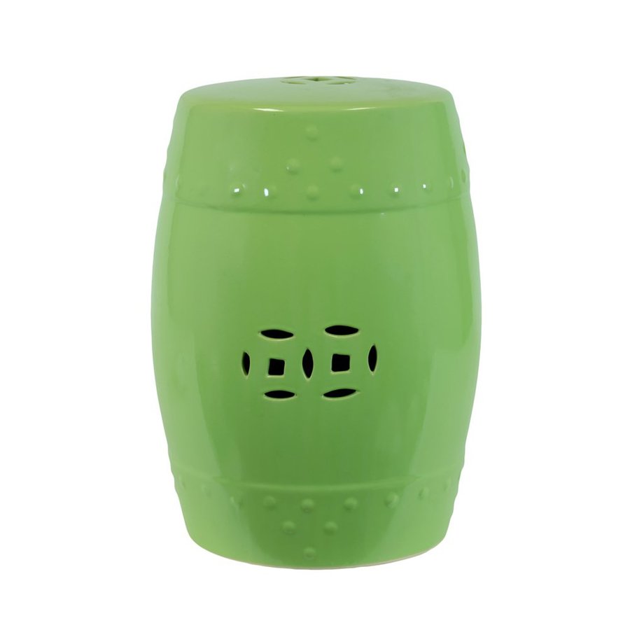 Urban Trends 18in Lime Green Ceramic Round Double Coin Garden Stool at