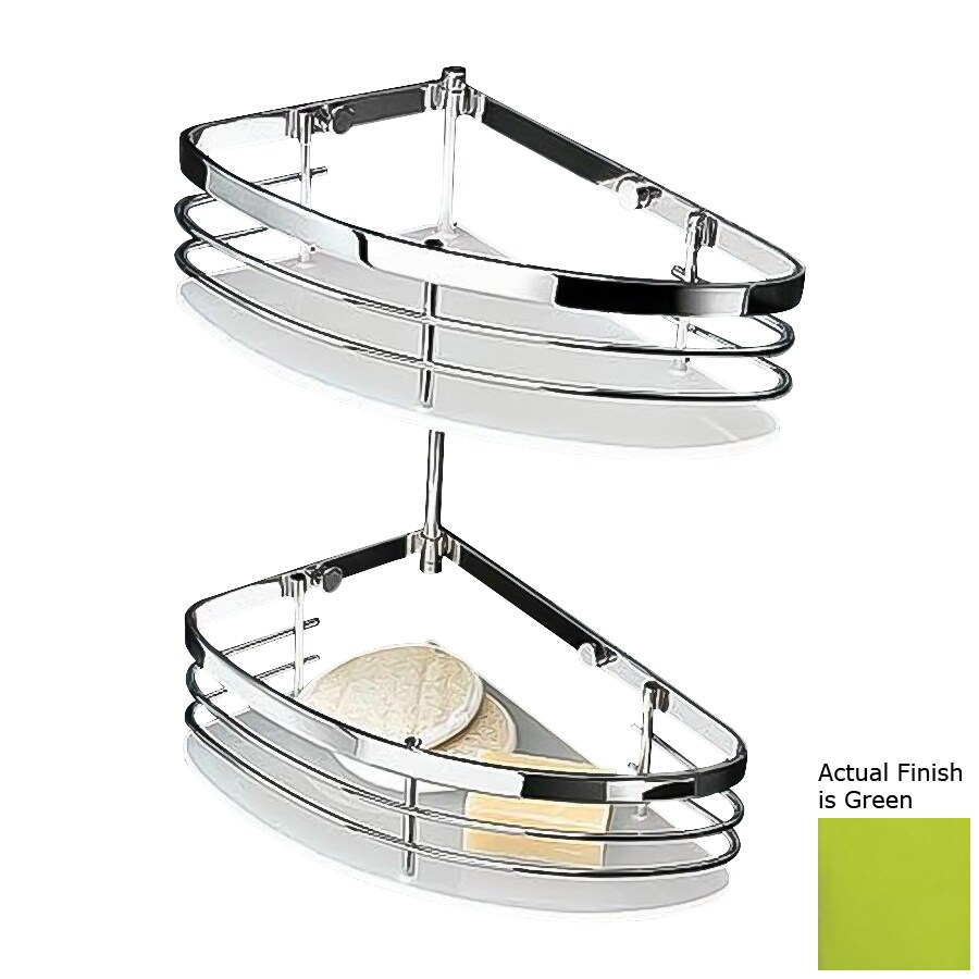 Nameeks 12.8in H Green Screw Mount Solid Brass Hanging Shower Caddy at